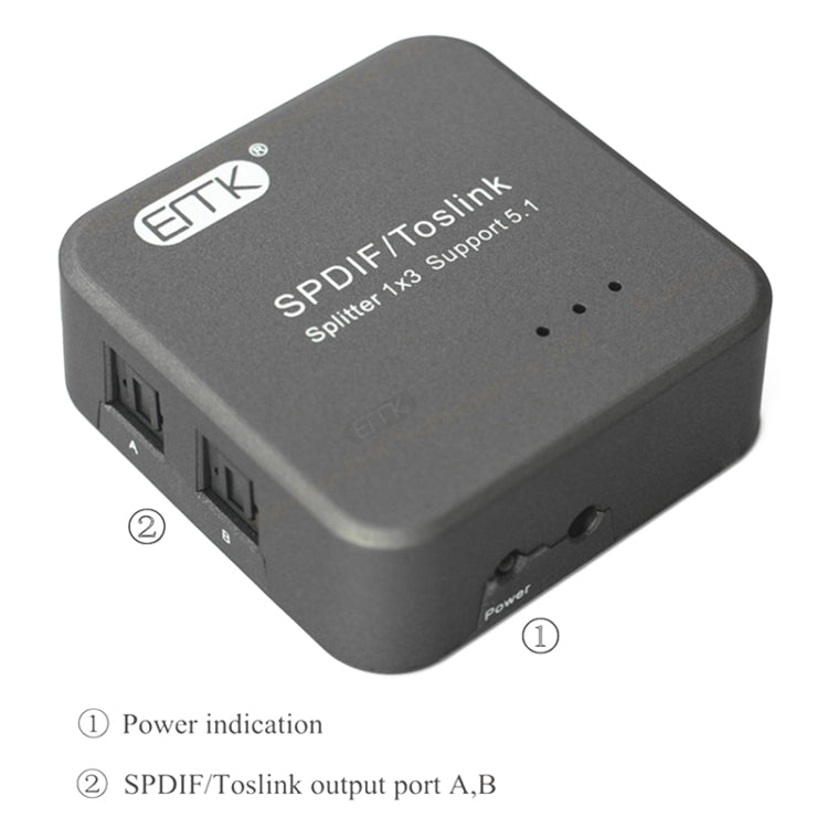 Brehn | EMK 1 Eingang 3 Ausgang Digitaler Optischer Audio SPDIF Toslink Splitter Adapter (Silber Grau)