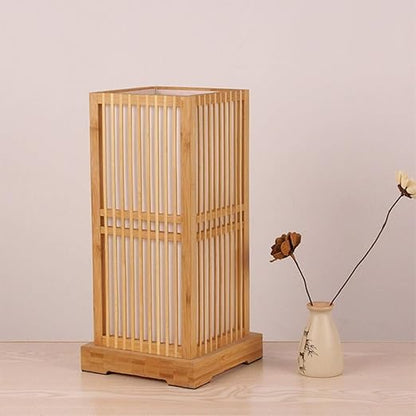 Tatami Japanische Nachttischlampe mit Holz-Bambusschirm | Brehn