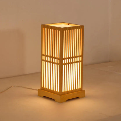 Tatami Japanische Nachttischlampe mit Holz-Bambusschirm | Brehn