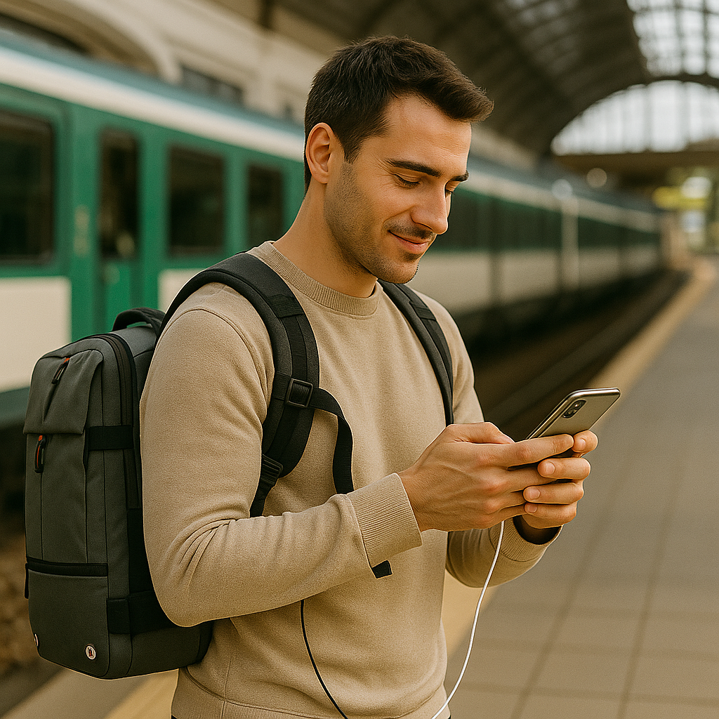Packlite Slim – Wasserdichter Kompressionsrucksack mit USB-Anschluss für Handgepäck | Brehn