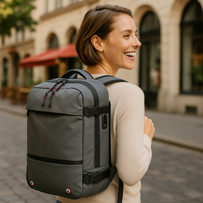 Packlite Slim – Wasserdichter Kompressionsrucksack mit USB-Anschluss für Handgepäck | Brehn