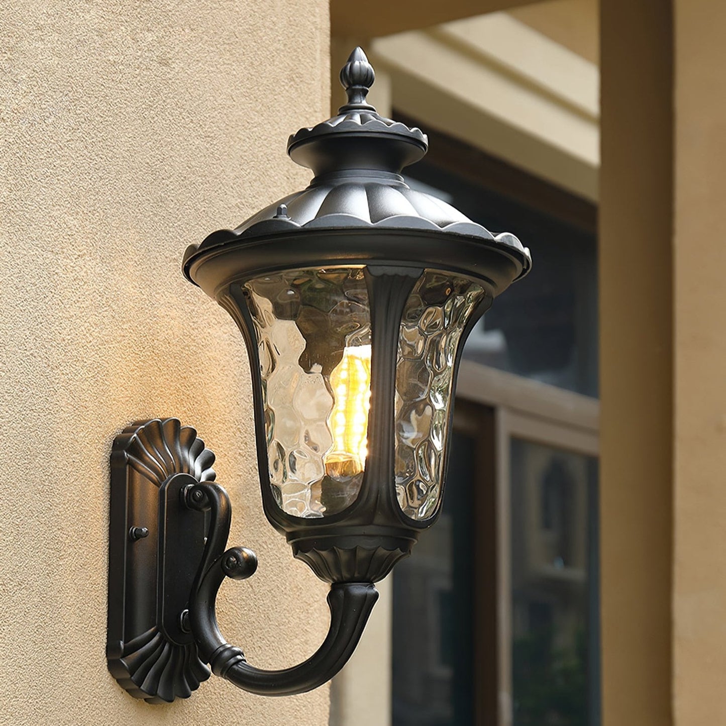 Brehn | Wasserdichte Retro Außenwandlampe Milchglas