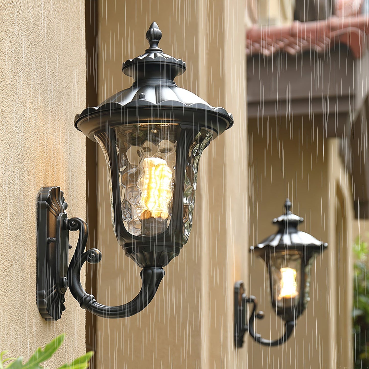 Brehn | Wasserdichte Retro Außenwandlampe Milchglas