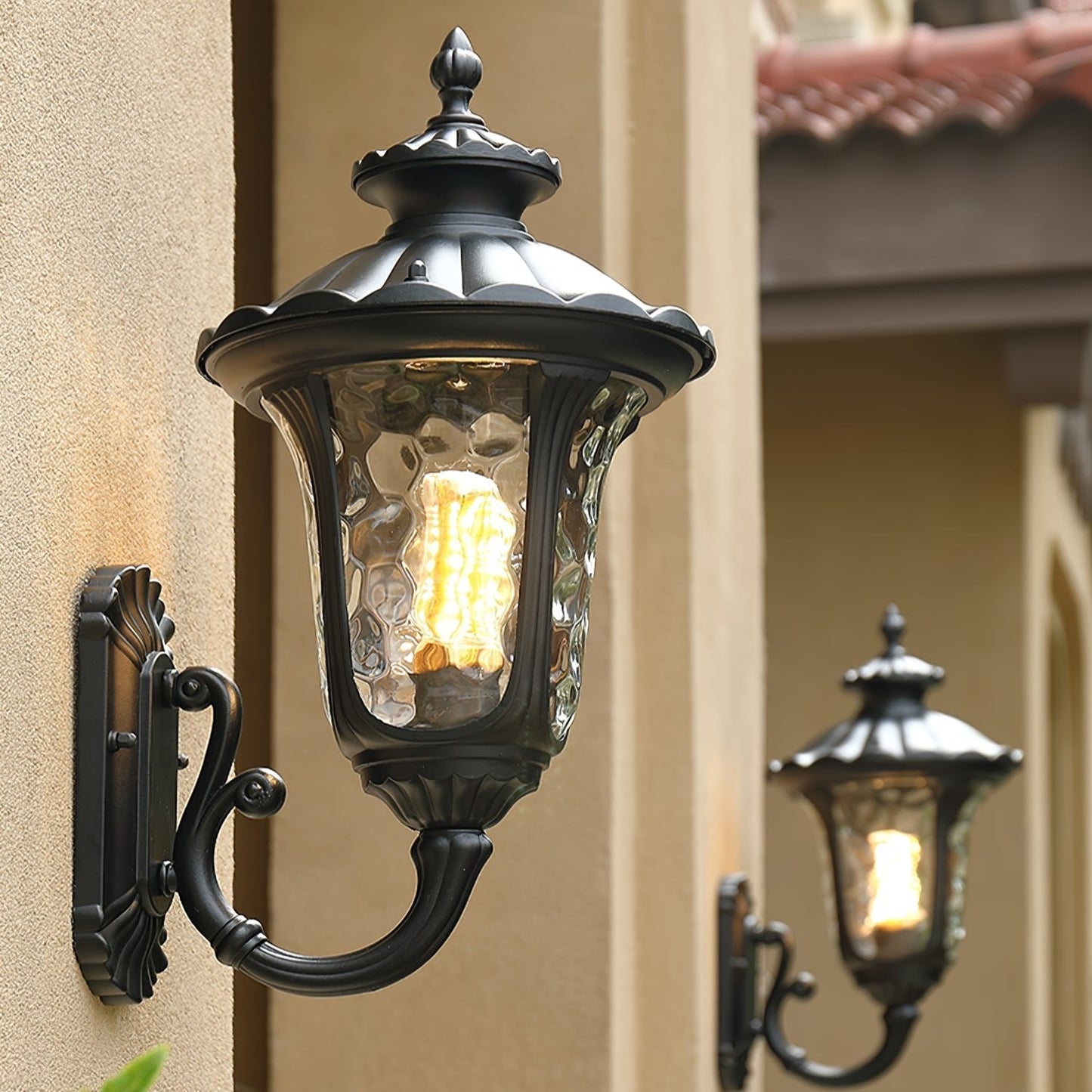 Brehn | Wasserdichte Retro Außenwandlampe Milchglas