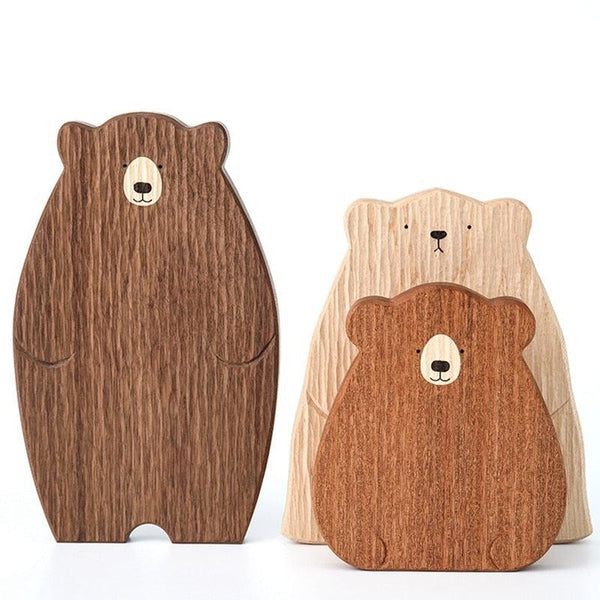 Papa Baby Mama Bär Holz Servierplatte Schneidebrett | Brehn