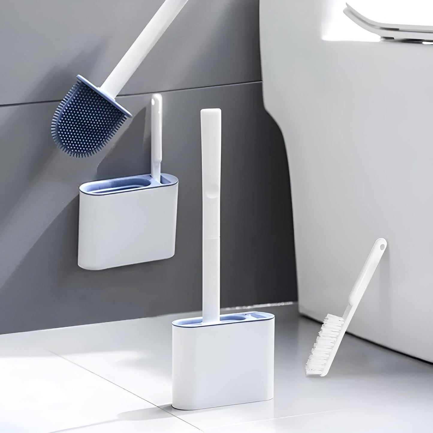 Silikon-Toilettenbürste mit Wandhalterung – Hygienisch & Langlebig | Ideal für Badezimmer & Gäste-WC