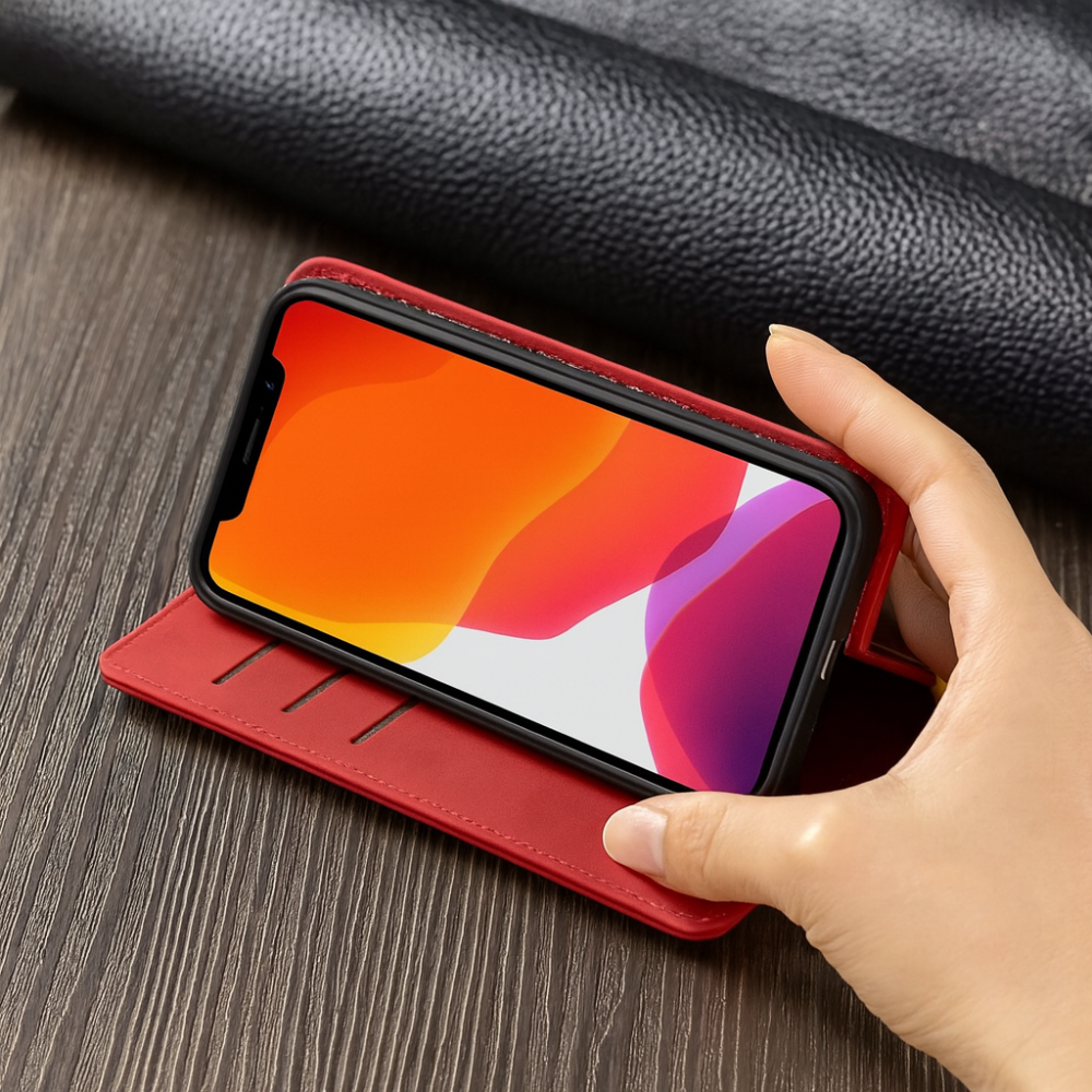 Handyhülle aus Leder, magnetisch, stoßfest, schlank