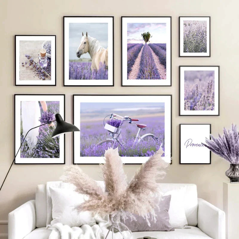Provence Landschaft Purpur Lavendel Bilder von ruhiger Wandkunst Fine Art Leinwanddrucke Galerie Wandbilder für Wohnzimmer Kunst Dekor