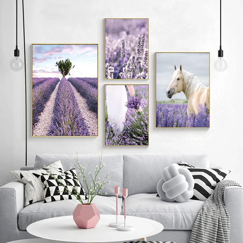 Provence Landschaft Purpur Lavendel Bilder von ruhiger Wandkunst Fine Art Leinwanddrucke Galerie Wandbilder für Wohnzimmer Kunst Dekor