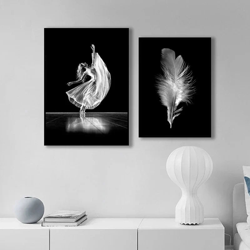 Rosa Engel Flügel Ballett Tänzer Wandkunst Fine Art Leinwanddrucke Schwarz Weiß Modebilder Für Wohnzimmer Schlafzimmer Salon Kunst Dekor | Brehn