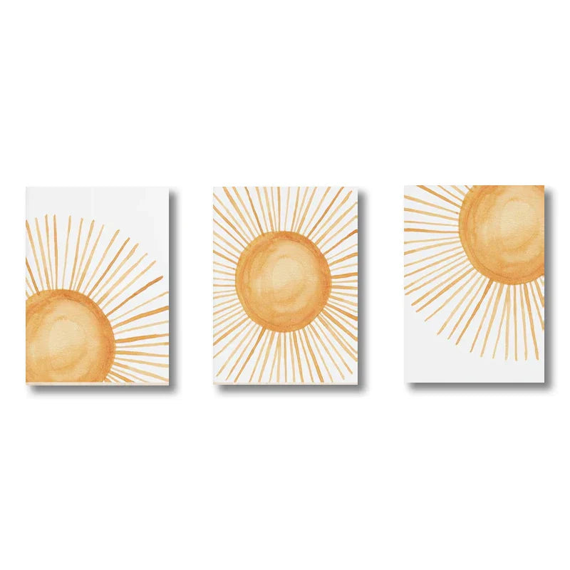 Set aus 3PCS Pink Boho Rainbow Sunshine Poster Kinderzimmer Wandkunst Feine Kunst Leinwanddrucke Bilder Für das Kinderzimmer Kinderzimmer Spielzimmer Dekor