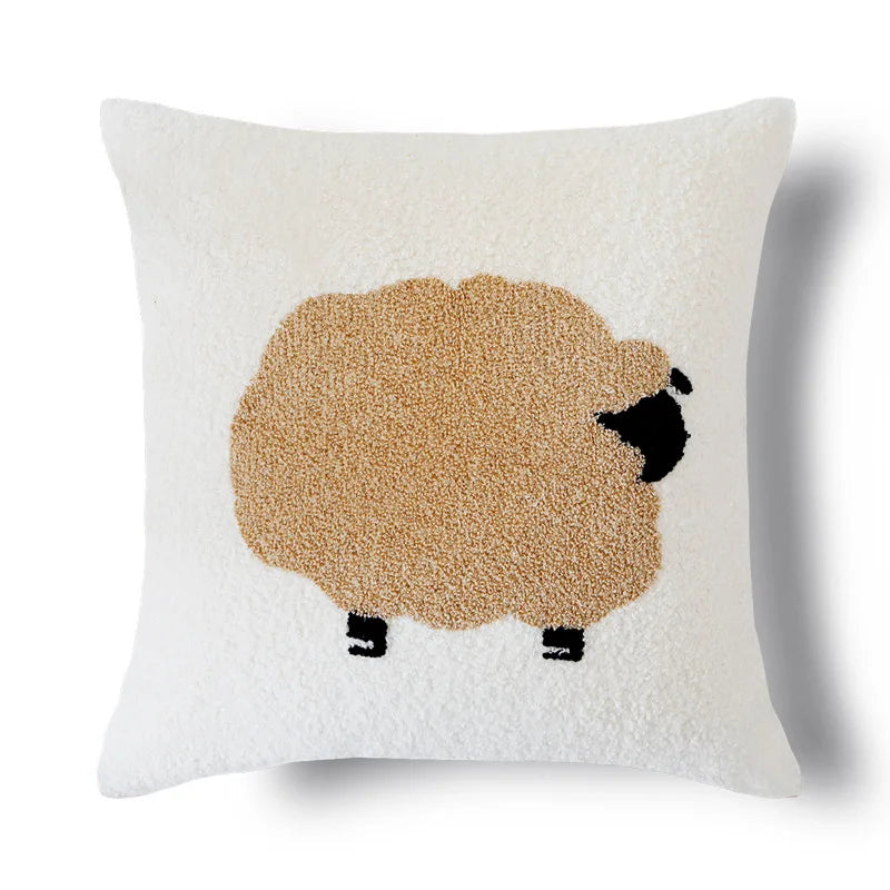 Plüsch bestickte nordische Kissenbezüge modernes einfach gewebtes süßes Tierdesign Wurfkissenbezug für 45x45cm Sofa-Kissen