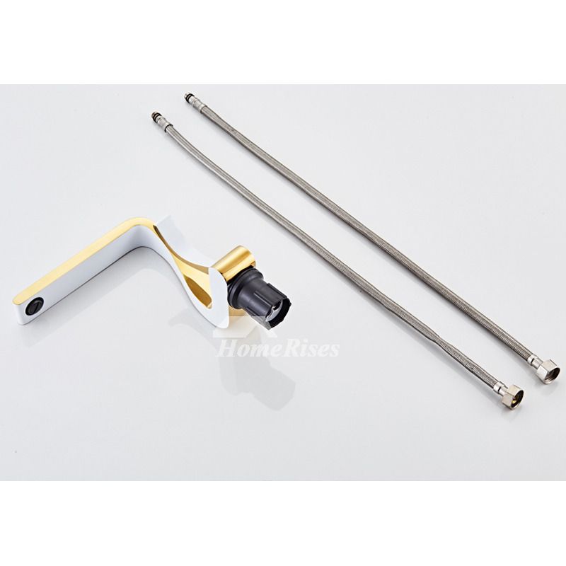 Polierte Gold Badezimmerarmaturen Einhebel Luxus Messing Weiß Modern Ein Loch