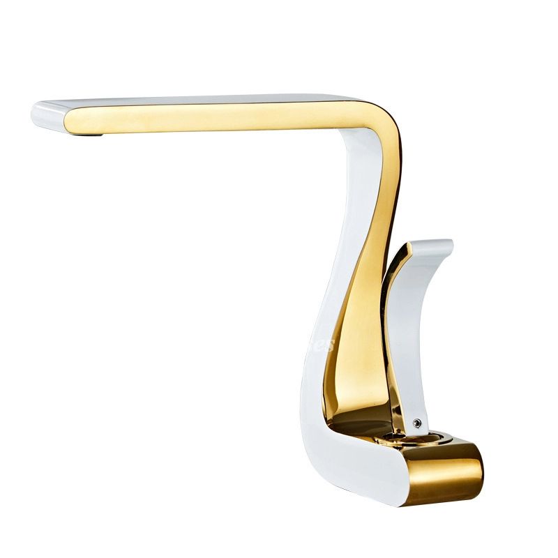 Polierte Gold Badezimmerarmaturen Einhebel Luxus Messing Weiß Modern Ein Loch