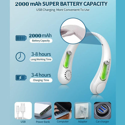Bester Nacken Ventilator UK - Tragbarer Nacken Ventilator Mini USB Wiederaufladbar Fauler Nackenband Blattloser Kühler | Brehn