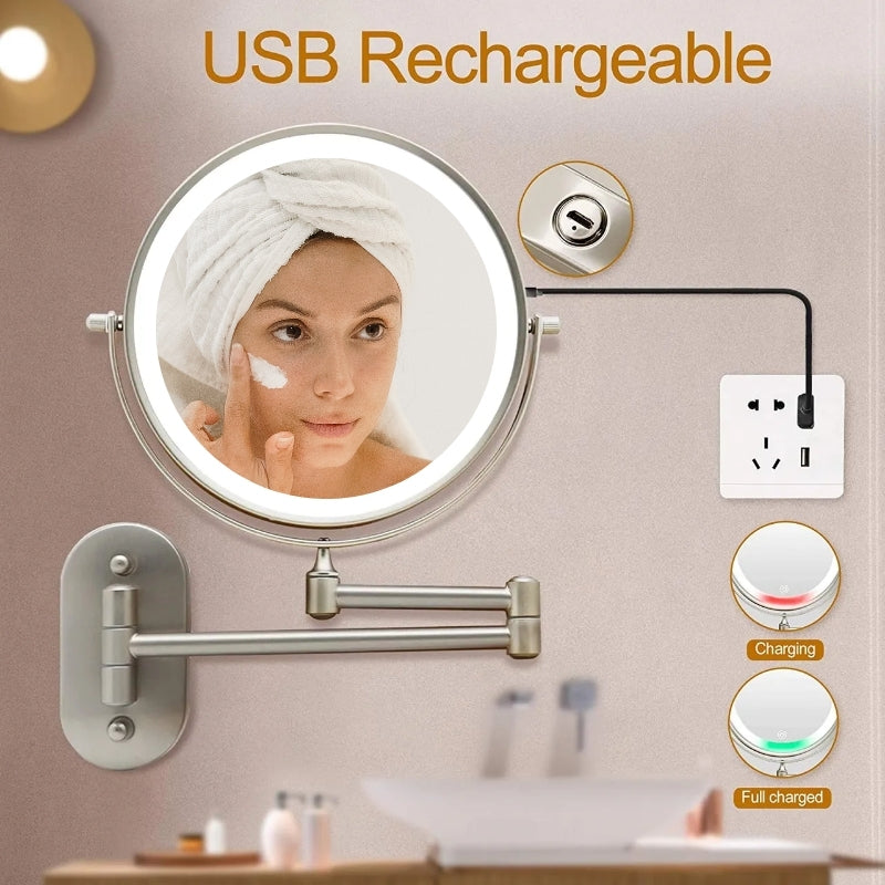 LED Kosmetikspiegel mit Vergrößerung & USB-Akku | Brehn