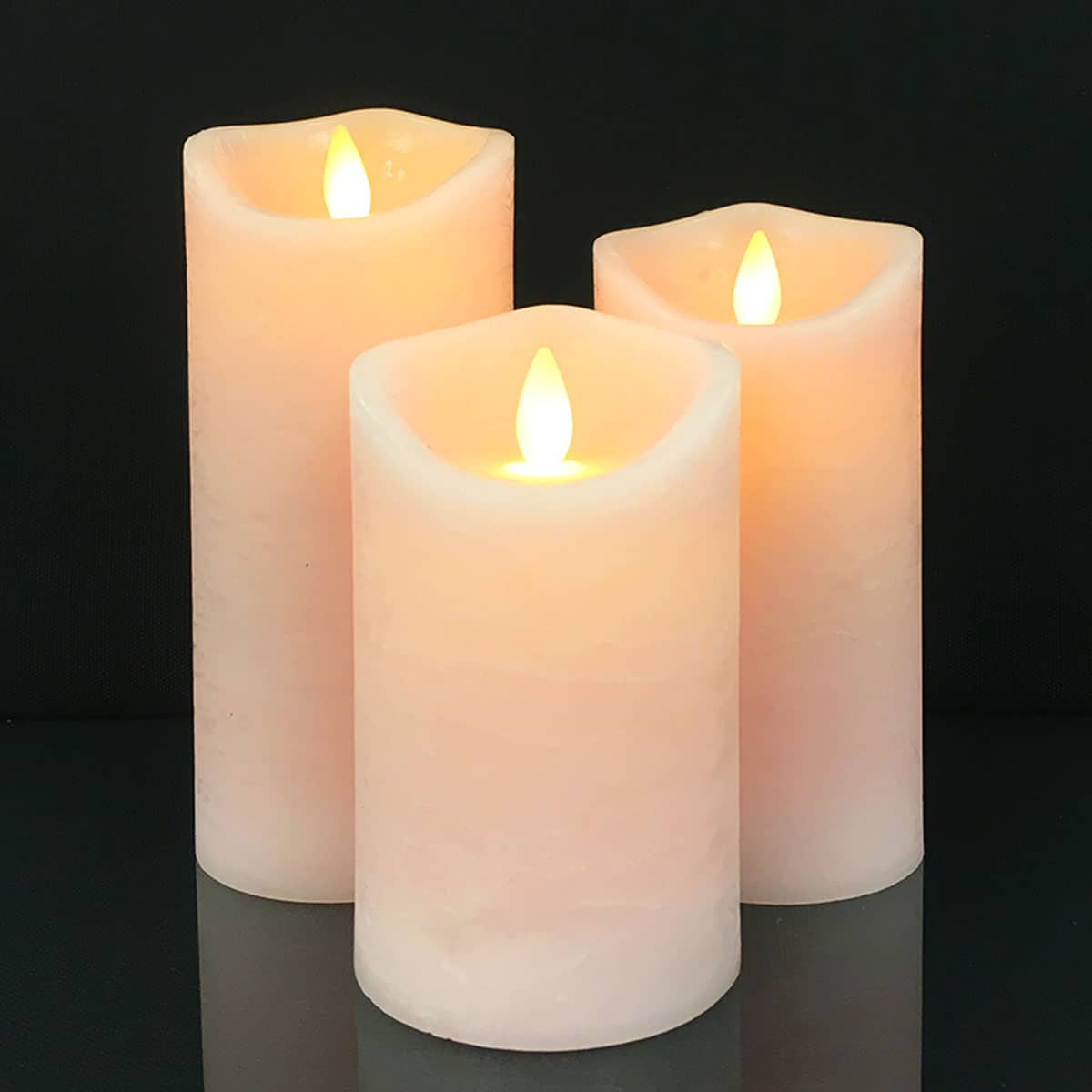 LED-Kerze - rustikal - 3 Stück - 10/12,5/15 cm - mit 3D-Flamme - (verschiedene Farben) | Brehn