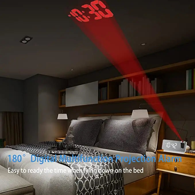 Projektions-Wecker mit Spiegeldisplay und großem LED-Bildschirm