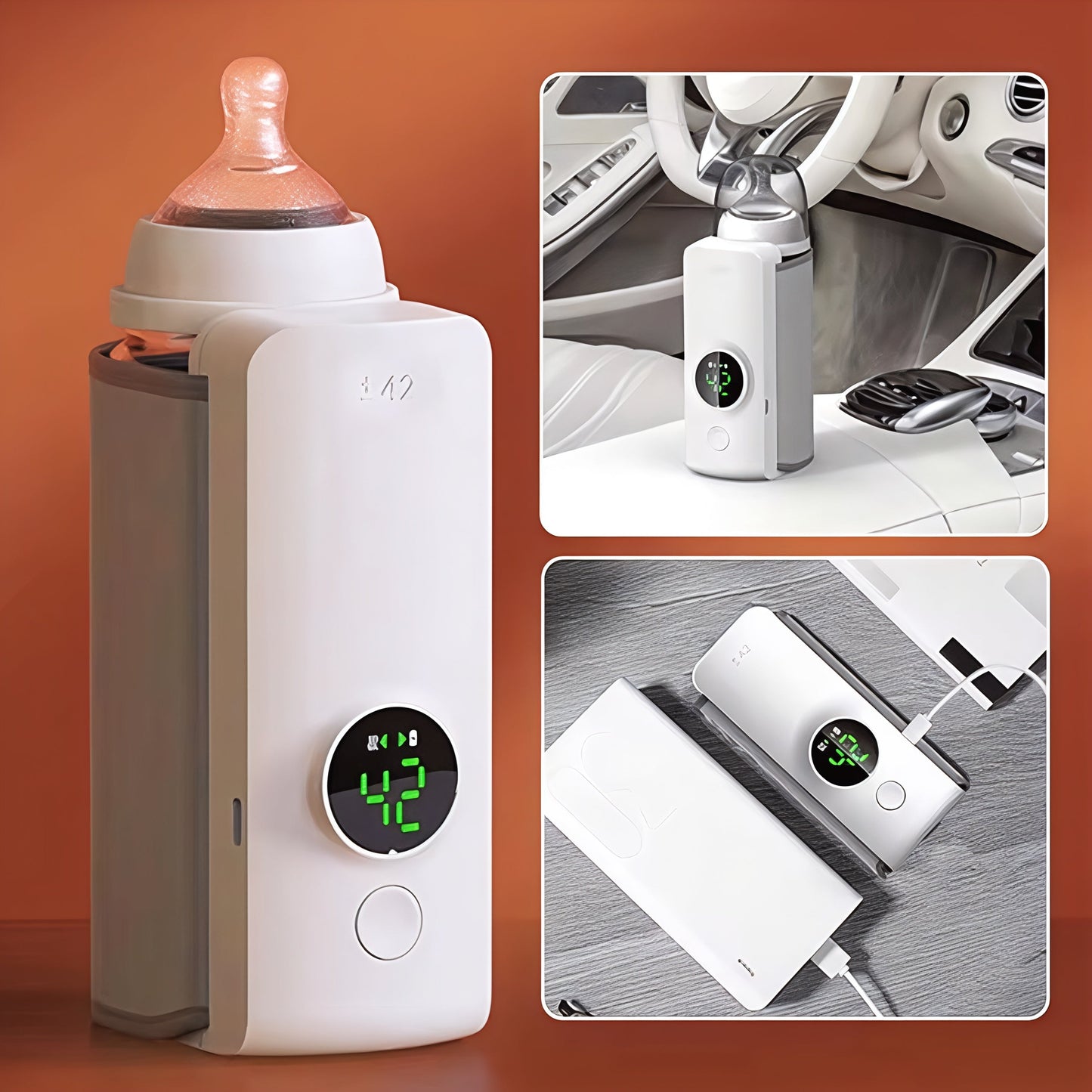 Brehn | Tragbarer Fläschchenwärmer mit intelligentem Thermostat – Schnelles Heizen und kabelloses Design für Säuglinge