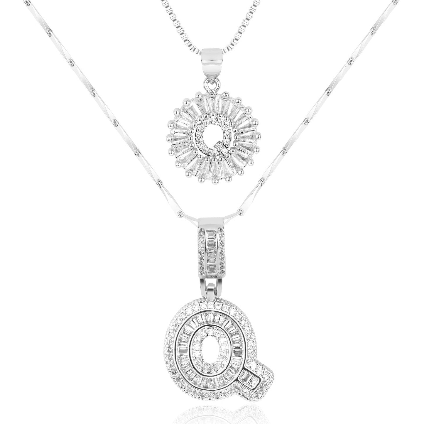 Brehn | 2pc 14k Diamant Buchstaben Initialen Halsketten
