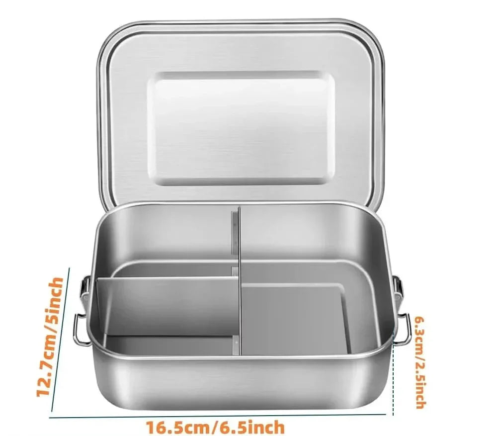 RVS Bento-Lunchbox 800 ml – Auslaufsicher, Fächer, Spülmaschinenfest