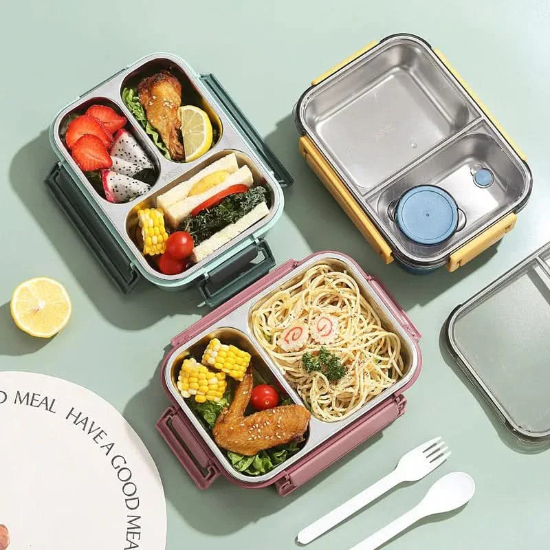 Auslaufsichere Edelstahl-Lunchbox mit Besteck (850 ml) – Für Arbeit, Schule und unterwegs