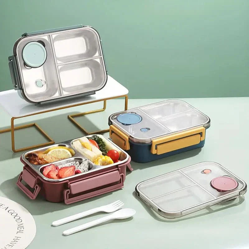 Auslaufsichere Edelstahl-Lunchbox mit Besteck (850 ml) – Für Arbeit, Schule und unterwegs