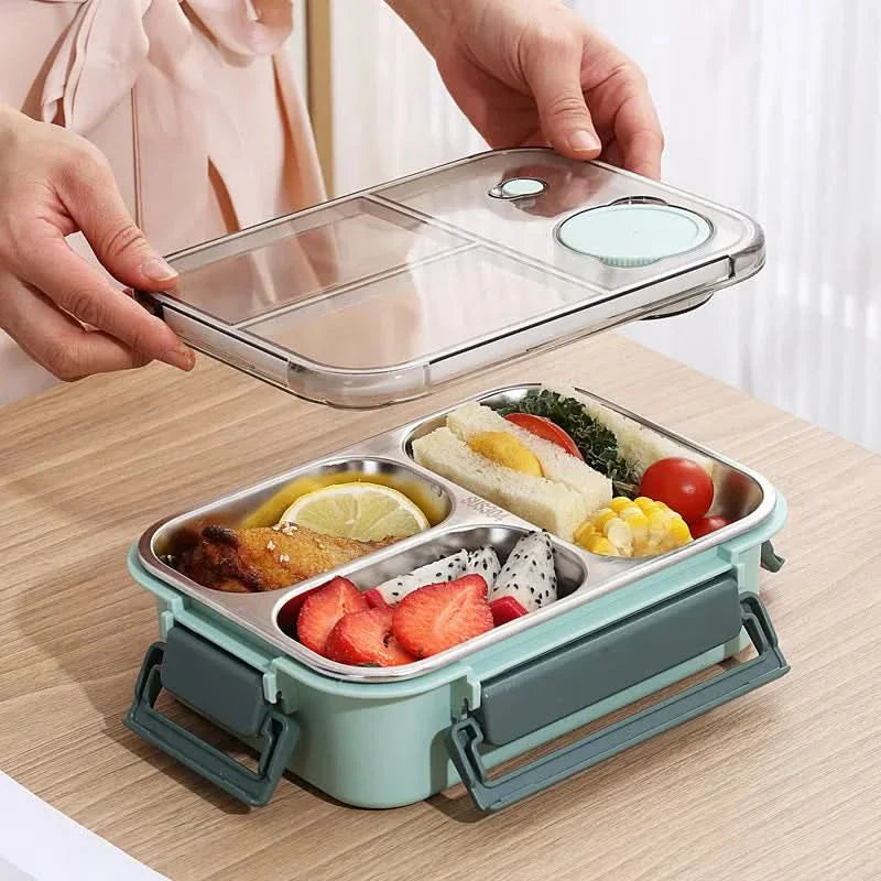 Auslaufsichere Edelstahl-Lunchbox mit Besteck (850 ml) – Für Arbeit, Schule und unterwegs