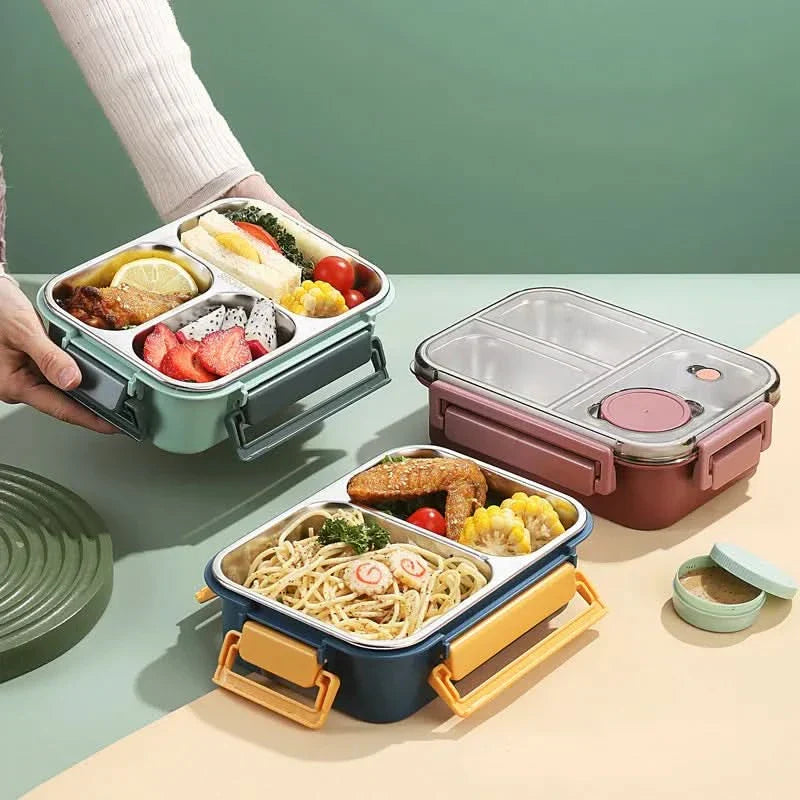 Auslaufsichere Edelstahl-Lunchbox mit Besteck (850 ml) – Für Arbeit, Schule und unterwegs