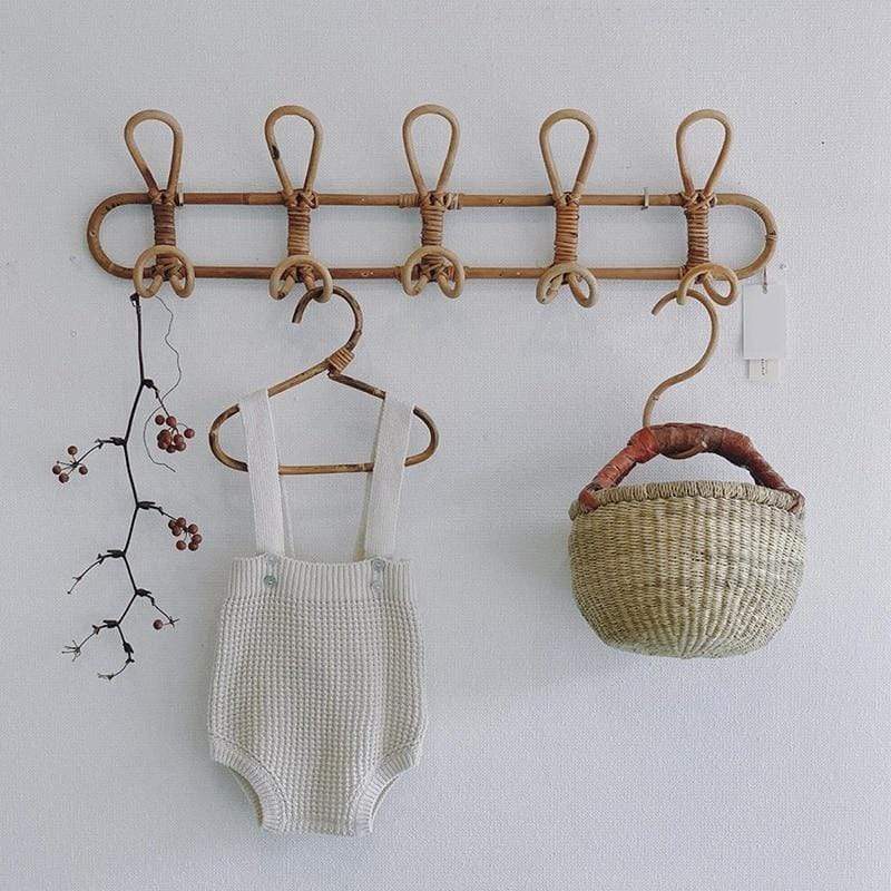 Rattan Wandhänger mit 5 Haken für Mäntel, Taschen und Handtücher | Brehn