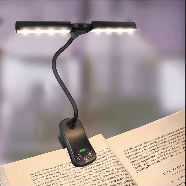 Brehn | Wiederaufladbare Buchlicht zum Lesen im Bett, 3 Farben & 5 Helligkeitsstufen dimmbare Leselampe mit, 180° verstellbare Mini-Buchlampe zum Clip-On, leicht, augenschonend, schwarz