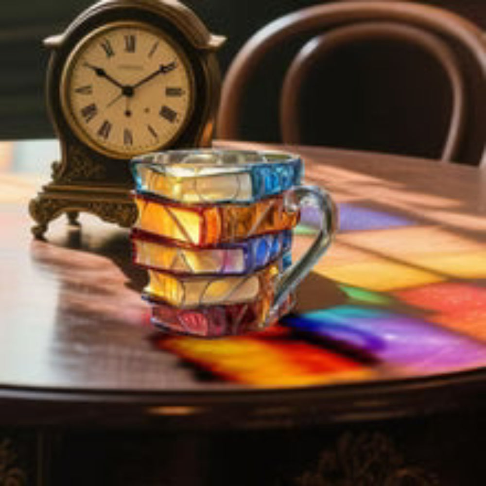 Brehn | Handgefertigte 3D-Glasamug im Buchdesign – Künstlerische Tasse für Kaffee und Tee, 350 ml