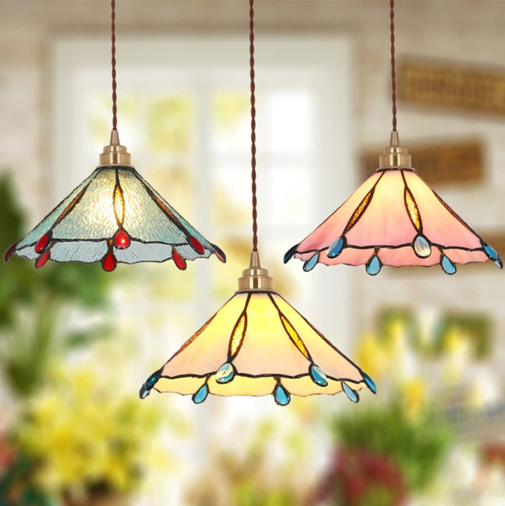 Retro Buntglas Tiffany Kegel Pendelleuchte | Brehn