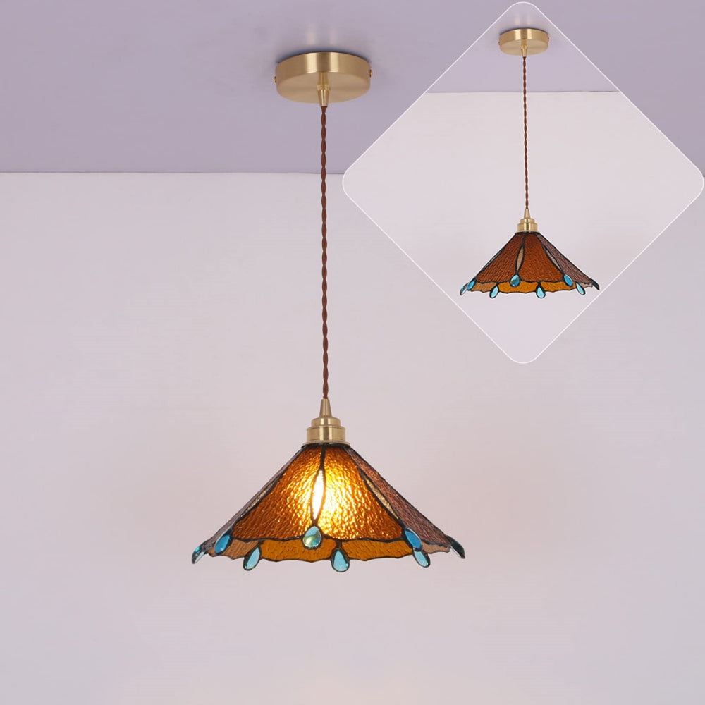 Retro Buntglas Tiffany Kegel Pendelleuchte | Brehn
