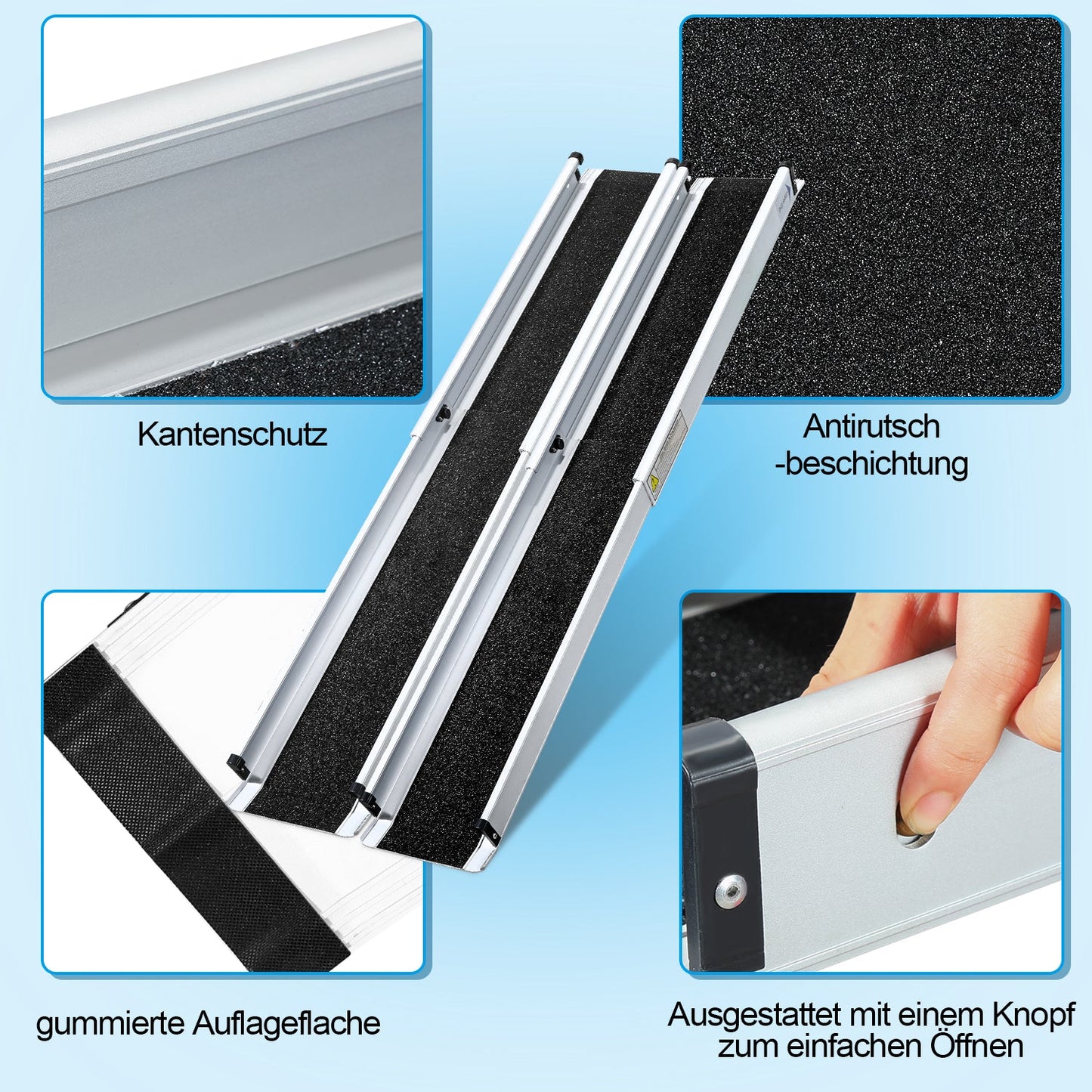 2x Rollstuhlrampe Aluminium Auffahrrampe bis 300 kg | Brehn