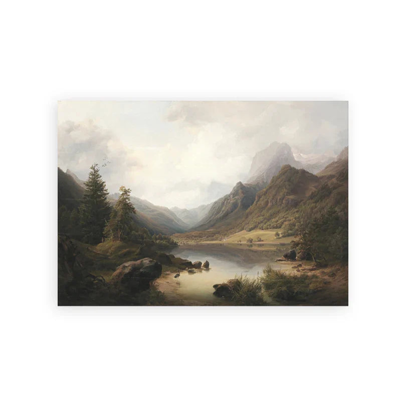 Rustikale Vintage-Landschaftsölmalerei Bergwald Wandkunst Fine Art Leinwanddrucke Galerie Wandbilder für Wohnzimmer Esszimmer Kunstdekoration