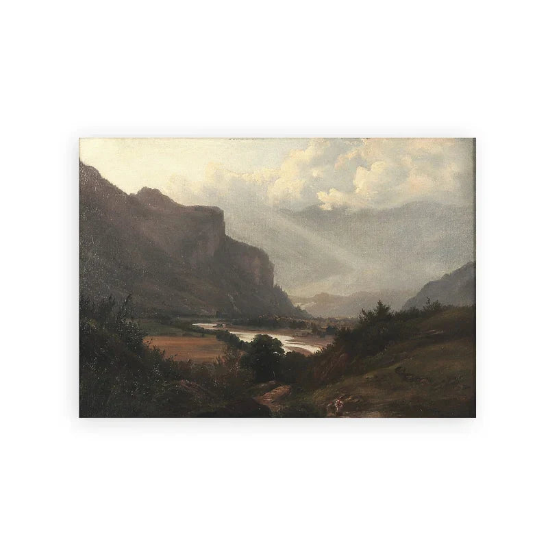 Rustikale Vintage-Landschaftsölgemälde Bergwald Wandkunst Kunstdrucke Galerie Wandbilder für Wohnzimmer Esszimmer Kunstdekoration | Brehn
