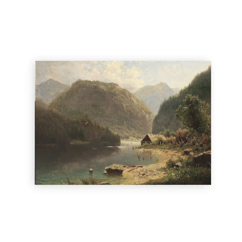 Rustikale Vintage-Landschaftsölgemälde Bergwald Wandkunst Kunstdrucke Galerie Wandbilder für Wohnzimmer Esszimmer Kunstdekoration | Brehn