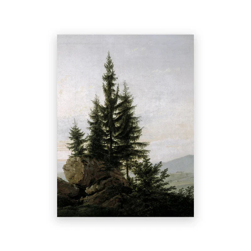 Rustikale Vintage-Landschaftsölgemälde Bergwald Wandkunst Kunstdrucke Galerie Wandbilder für Wohnzimmer Esszimmer Kunstdekoration | Brehn