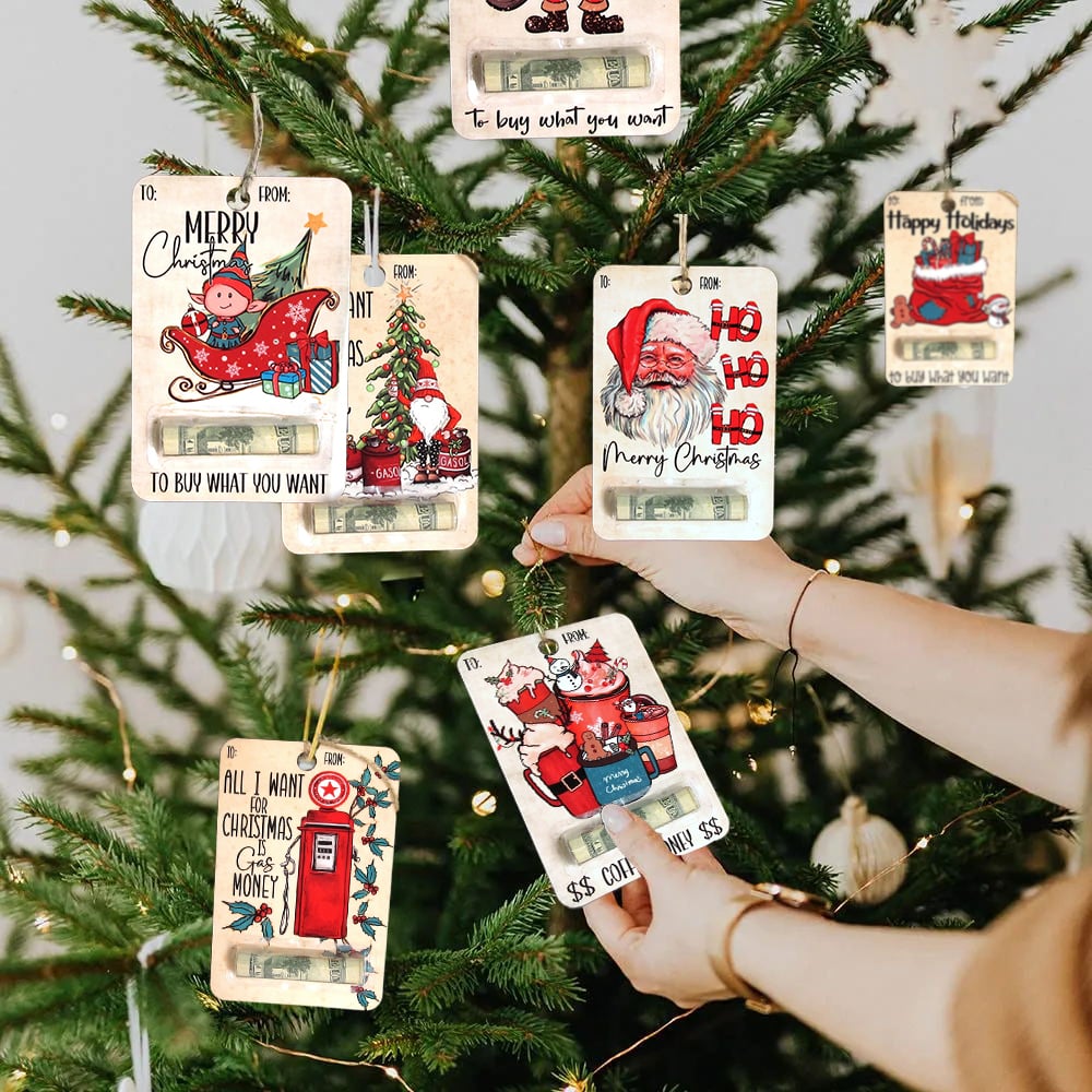Brehn | Rustikaler Holz Weihnachtsdekoration Kartenhalter für Geldgeschenke – Nachhaltig und wiederverwendbar, perfekt für Weihnachtsdekorationen