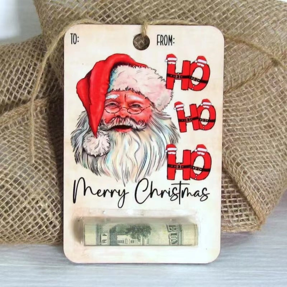 Brehn | Rustikaler Holz Weihnachtsdekoration Kartenhalter für Geldgeschenke – Nachhaltig und wiederverwendbar, perfekt für Weihnachtsdekorationen