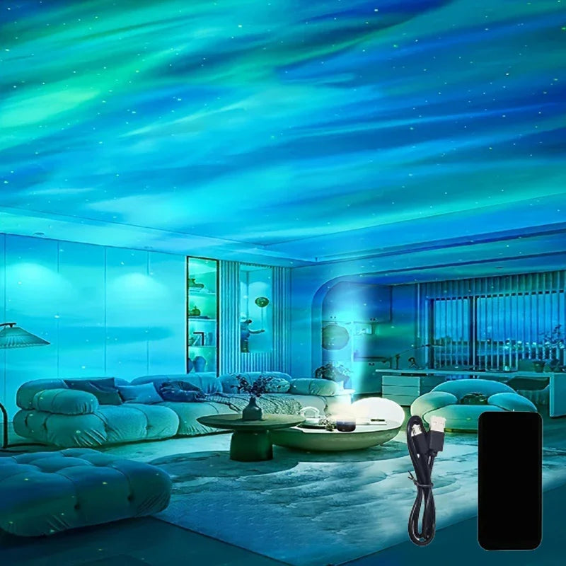 Brehn | Polariva Nordlichtprojektor mit Musik-Synchronisation und Fernbedienung für RGB-Ambiente-Beleuchtung