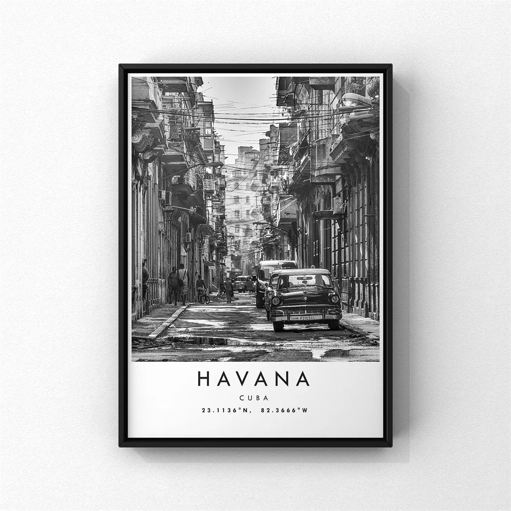 Cuba Havana Schwarz & Weiß Reiseplakat Wandkunst Feine Kunst Leinwanddrucke Bilder Für Wohnzimmer Esszimmer | Brehn