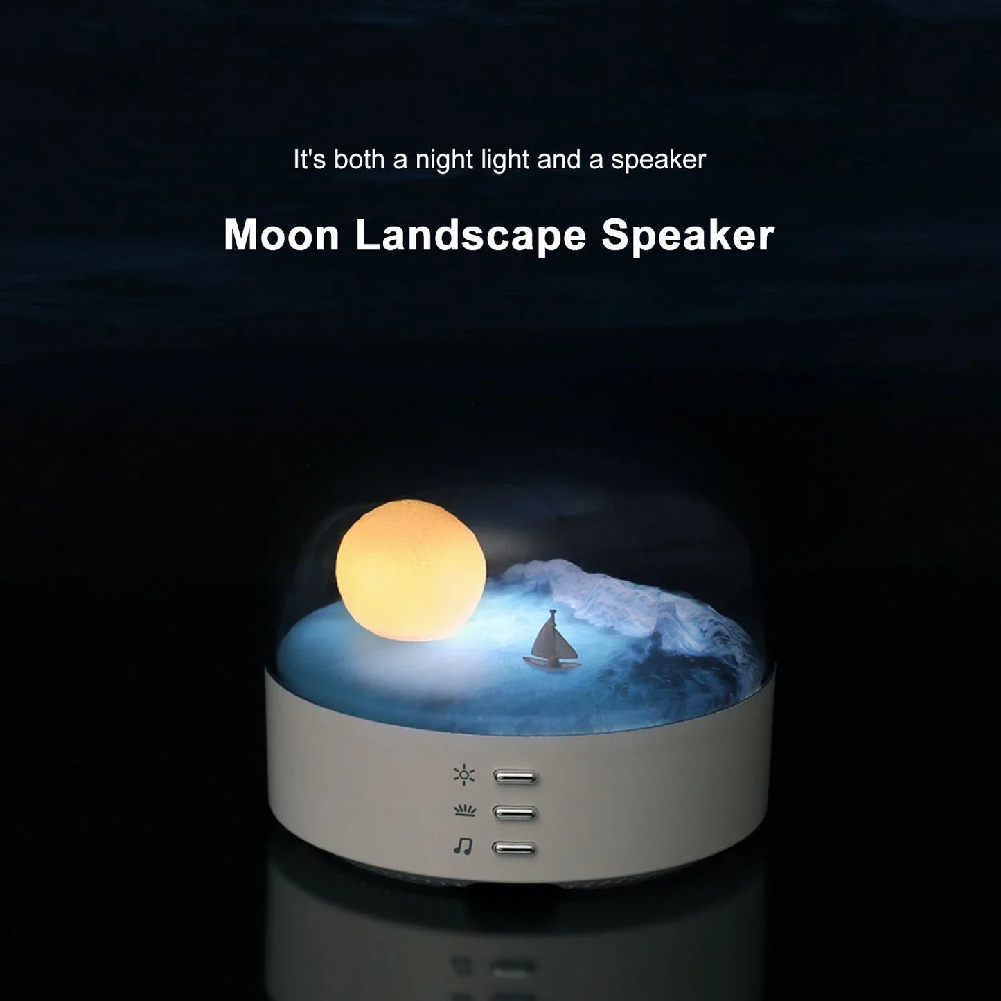 3D Mysteriöser Mond LED Nachtlicht Lautsprecher | Brehn