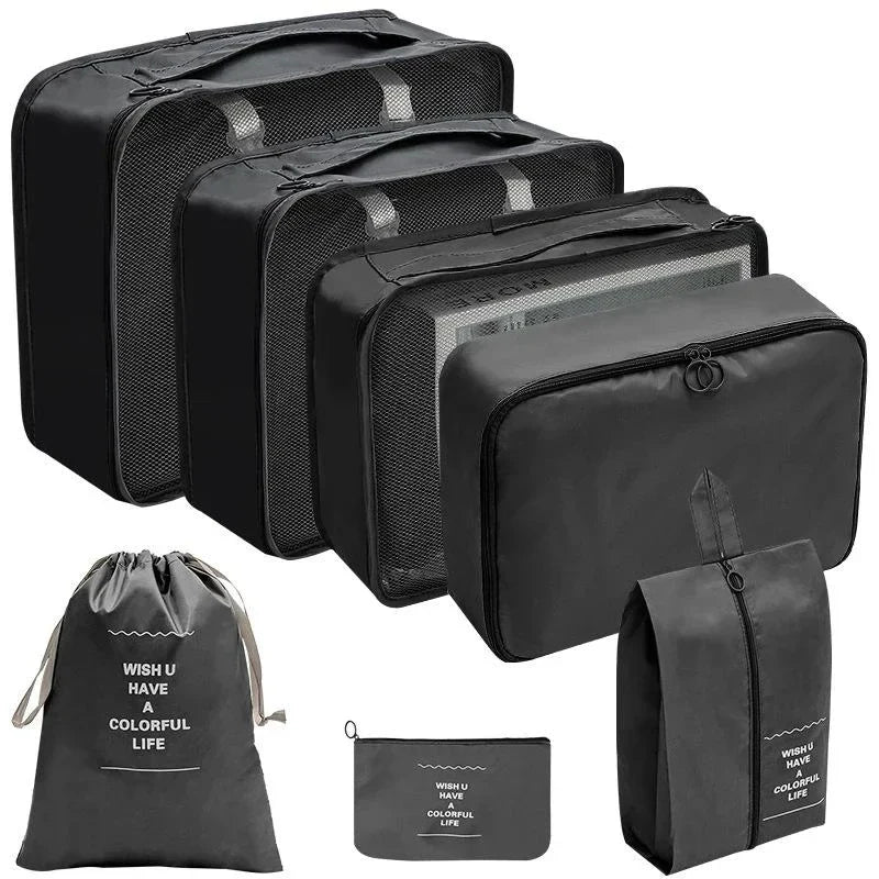 Brehn | PackWunder Reise-Organizer Set 7/8/9/10-teilig | Faltbare Koffer-Organizer | Für Kleidung, Schuhe & Accessoires