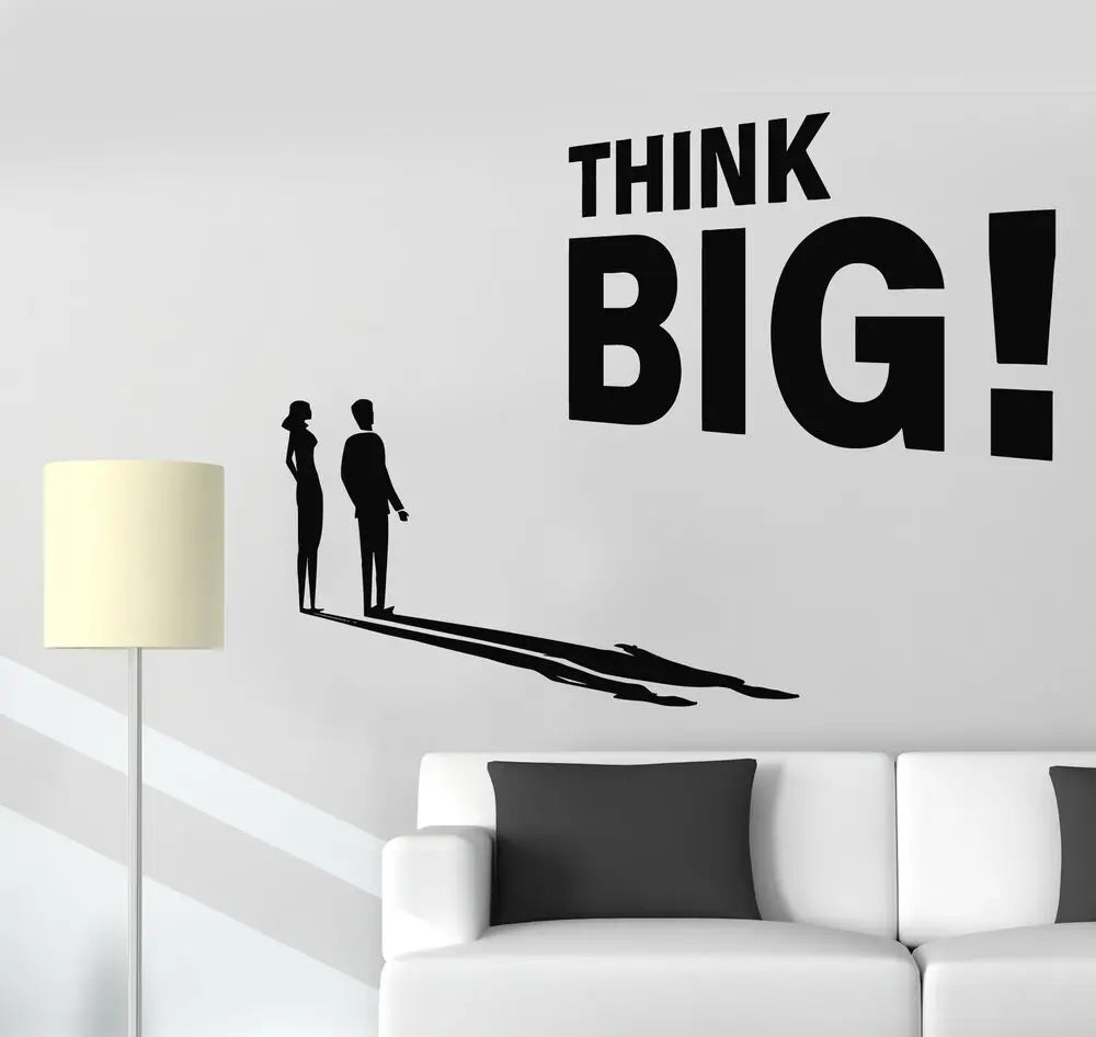 Think Big Vinyl Wandaufkleber Motivationszitate Wanddekoration Abnehmbarer DIY PVC Wandaufkleber für Büro Arbeitszimmer Inspirierendes tägliches Mantra | Brehn