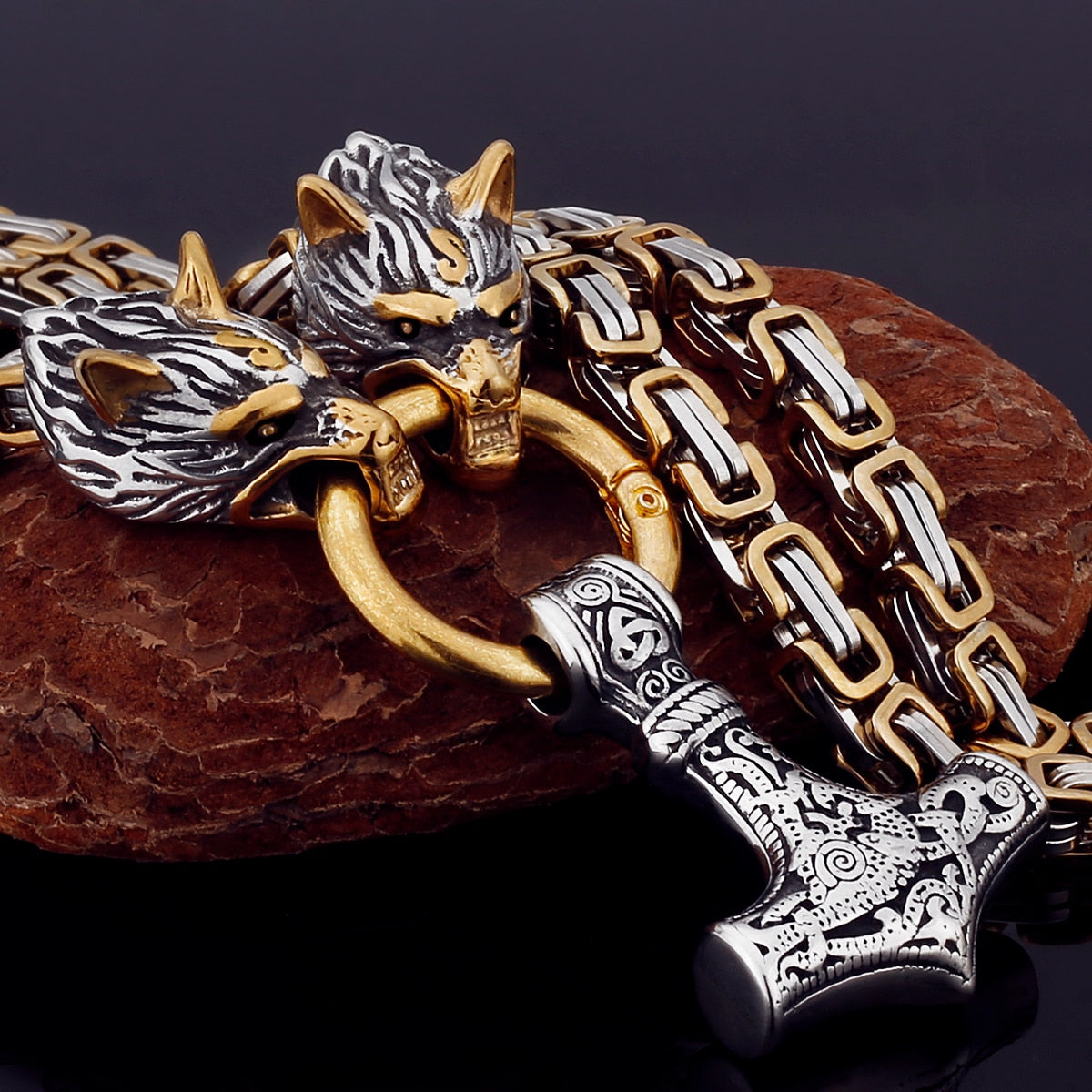 Brehn | Nordischer Wikinger Wolf Kopf Edelstahl Necklace