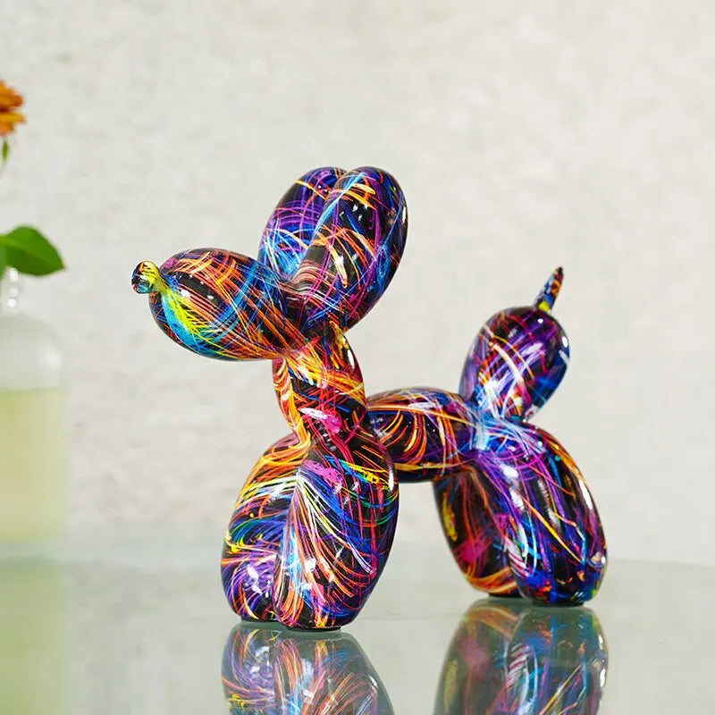 Bunte Ballonhund Figuren Künstlerische Graffiti Statuen für das Wohnzimmer Couchtisch Süße Trendige Ornamente für die Schreibtischdekoration | Brehn