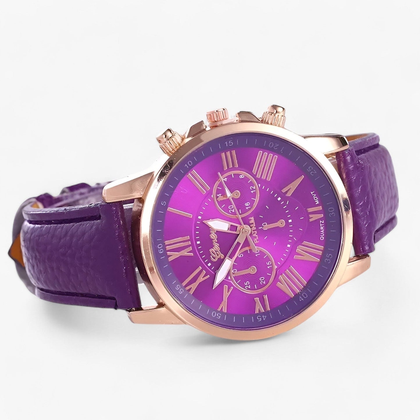 Camille Damenuhr mit wasserdichtem Lederarmband, 42 mm