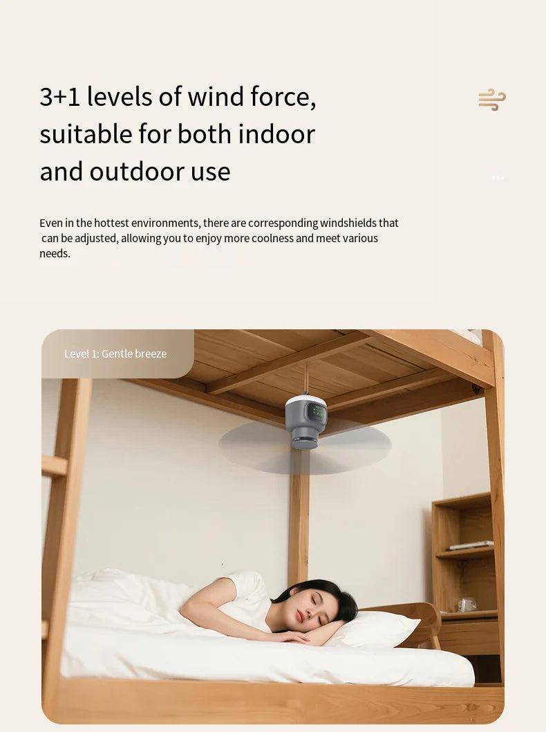 12000mAh Tragbarer Decken- & Campingventilator – Außen-Zelt-Luftzirkulator und Kühlventilator | Brehn